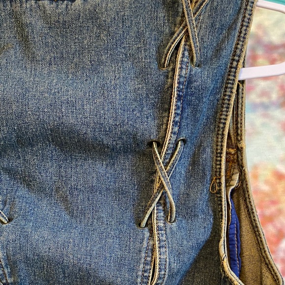 Free People Blue Denim Vest lace-up back like new - Picture 8 of 15